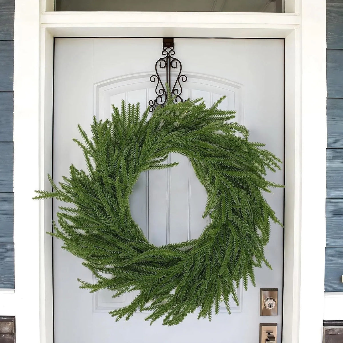 PE plastic American country style garland for front doors, 60cm long with plastic foliage