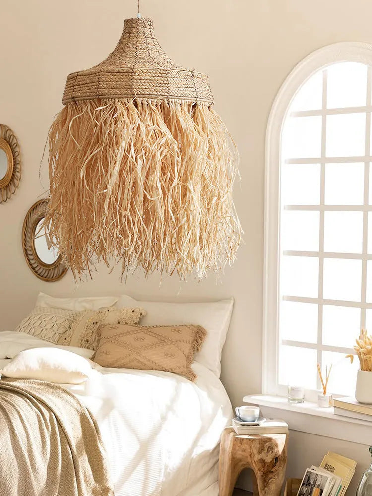 50cm diameter retro restaurant chandelier with wild vetch and willow weaving construction