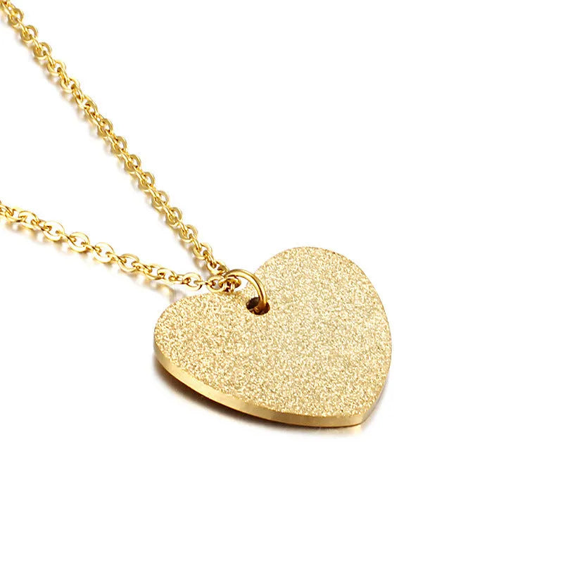 Women's silver heart-shaped titanium steel necklace with minimalist geometric design