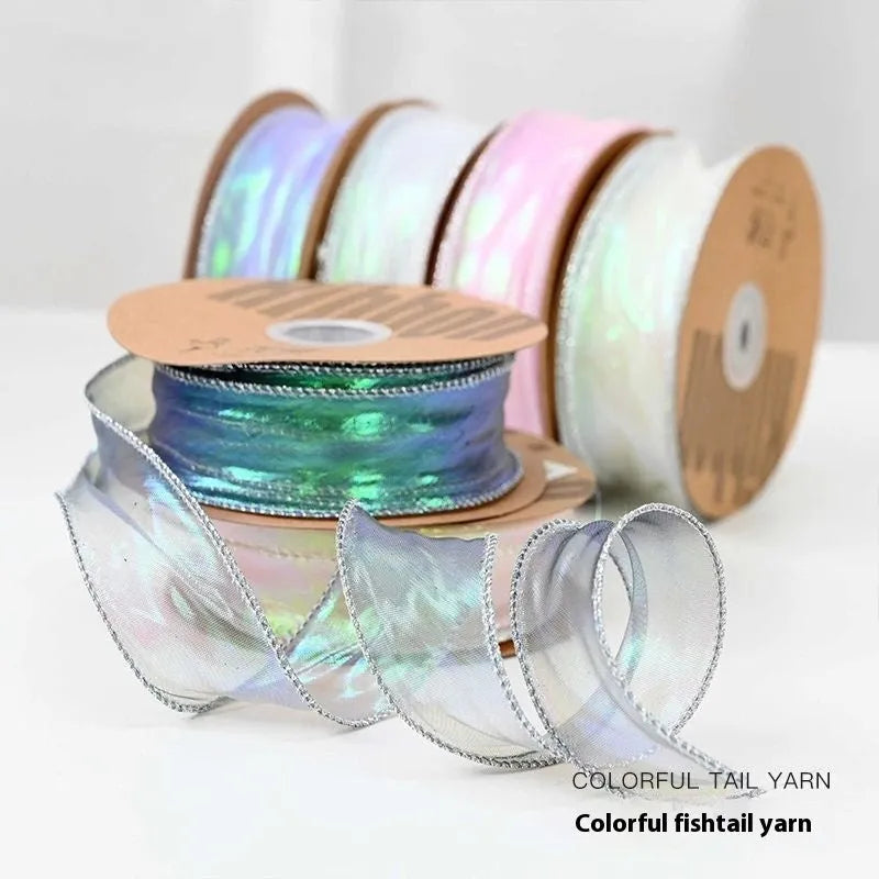 Fishtail yarn mesh decorative ribbon with wave pattern in multiple colour options