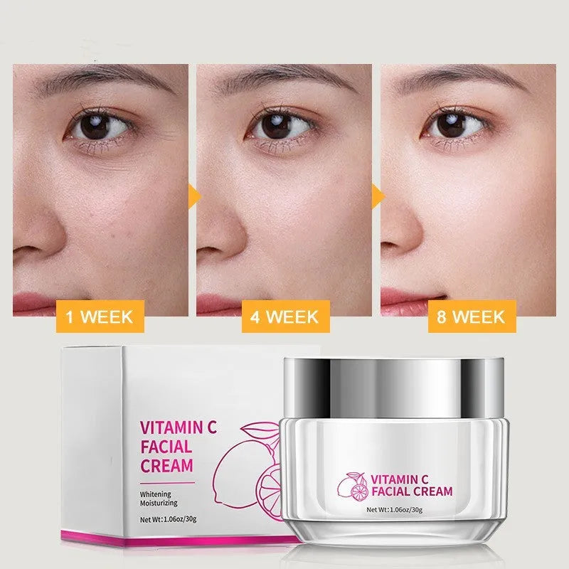 Vitamin C face cream in 6x6x5.2cm jar with 30g content for universal skin types