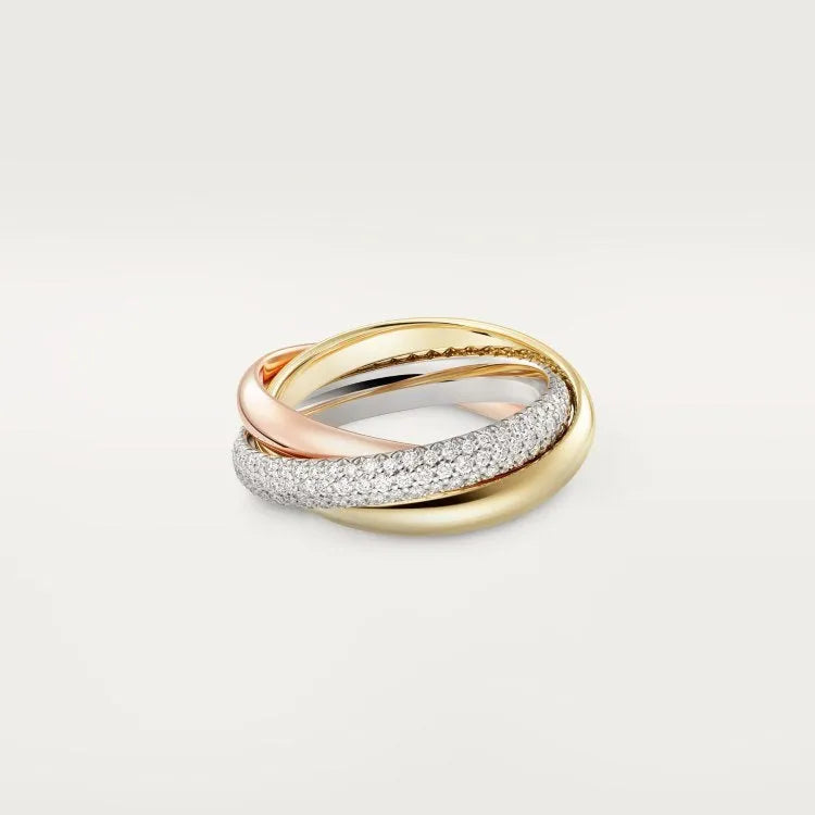 A pair of 925 silver couple rings with a full diamond finish, shown in sizes for him and her.