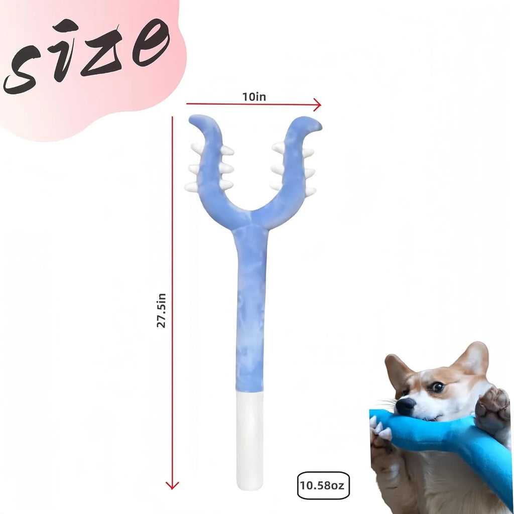 70cm blue plush cat wand toy with foam-filled front for interactive indoor play