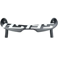 Carbon fibre road bike drop handlebar showing bent shape, available in black and white finishes with size options.