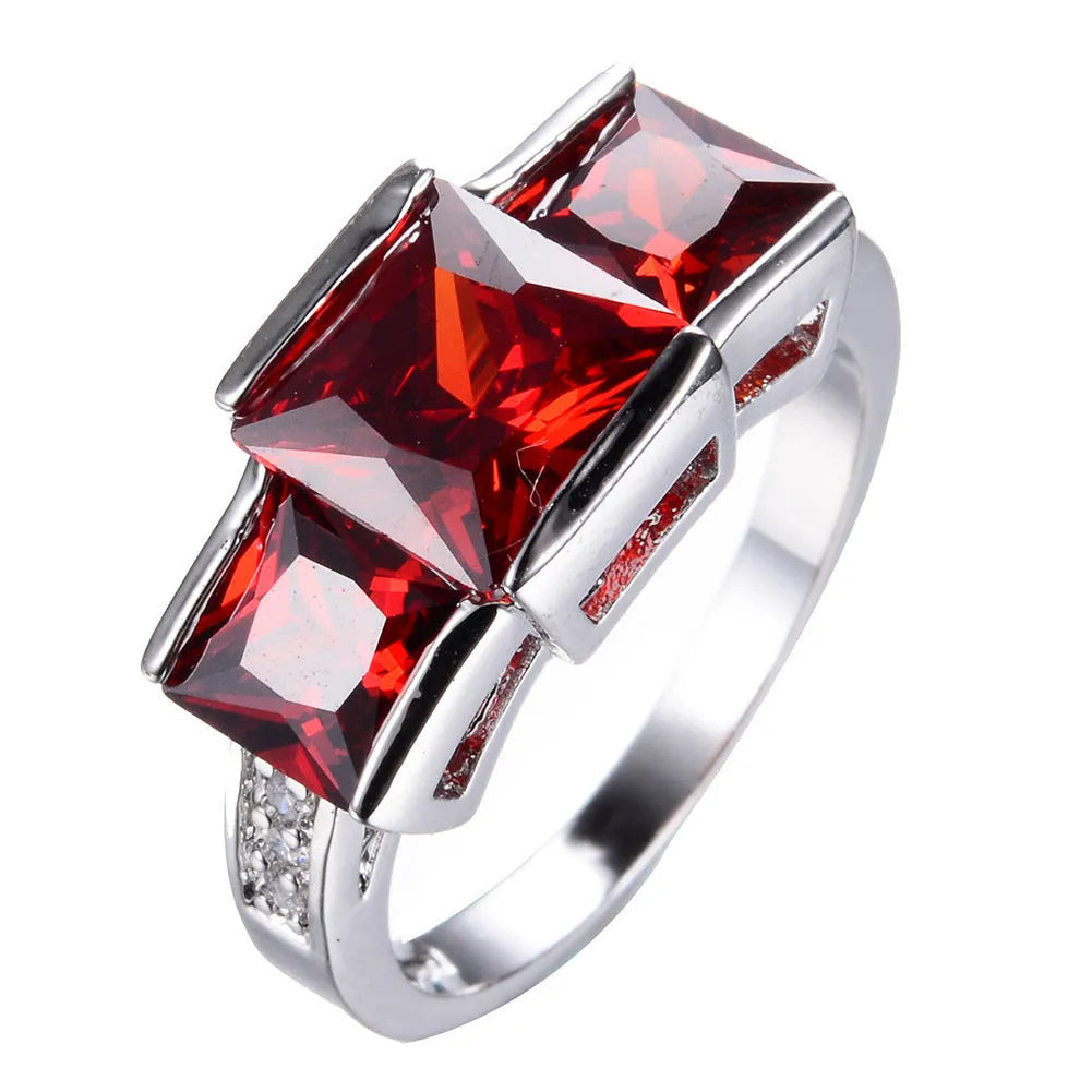 Colourful copper electroplated women's ring with geometric rainbow style details