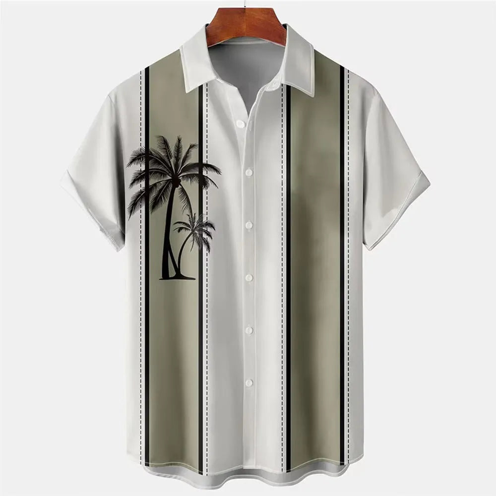 Men's Hawaiian shirt with 3D printed pattern in regular fit cardigan style