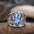 Women's horse eye shaped blue crystal ring in alloy with geometric design