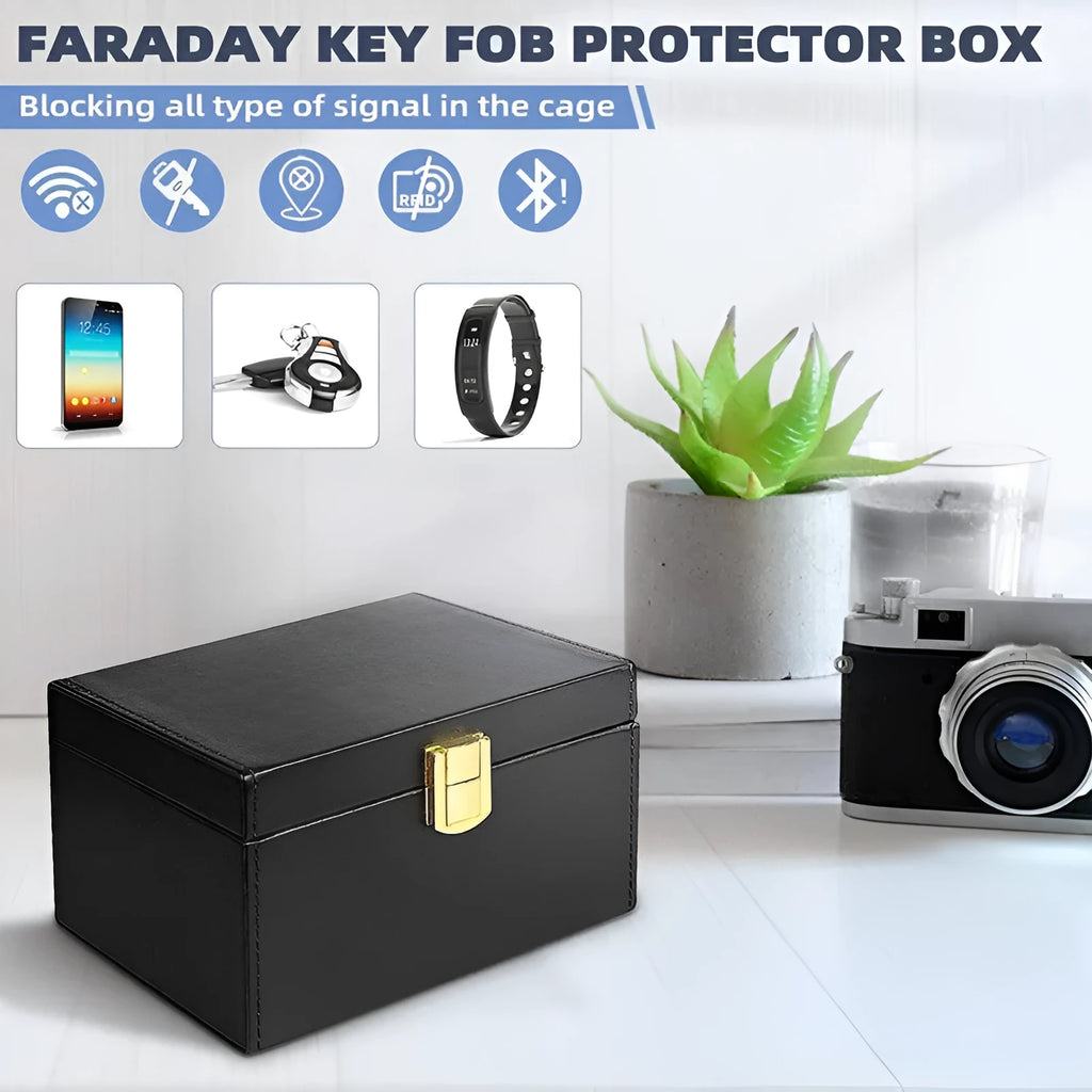 Carbon fibre RFID shielding box and two key cases with nano lining for electronic theft protection