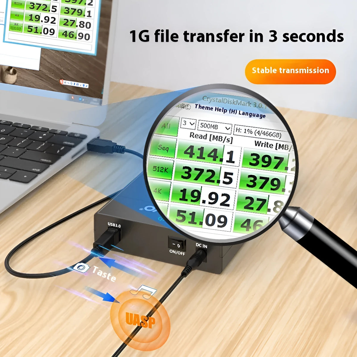 USB 3.0 SATA hard disk box for 3.5-inch drives with slide cover in multiple colour options