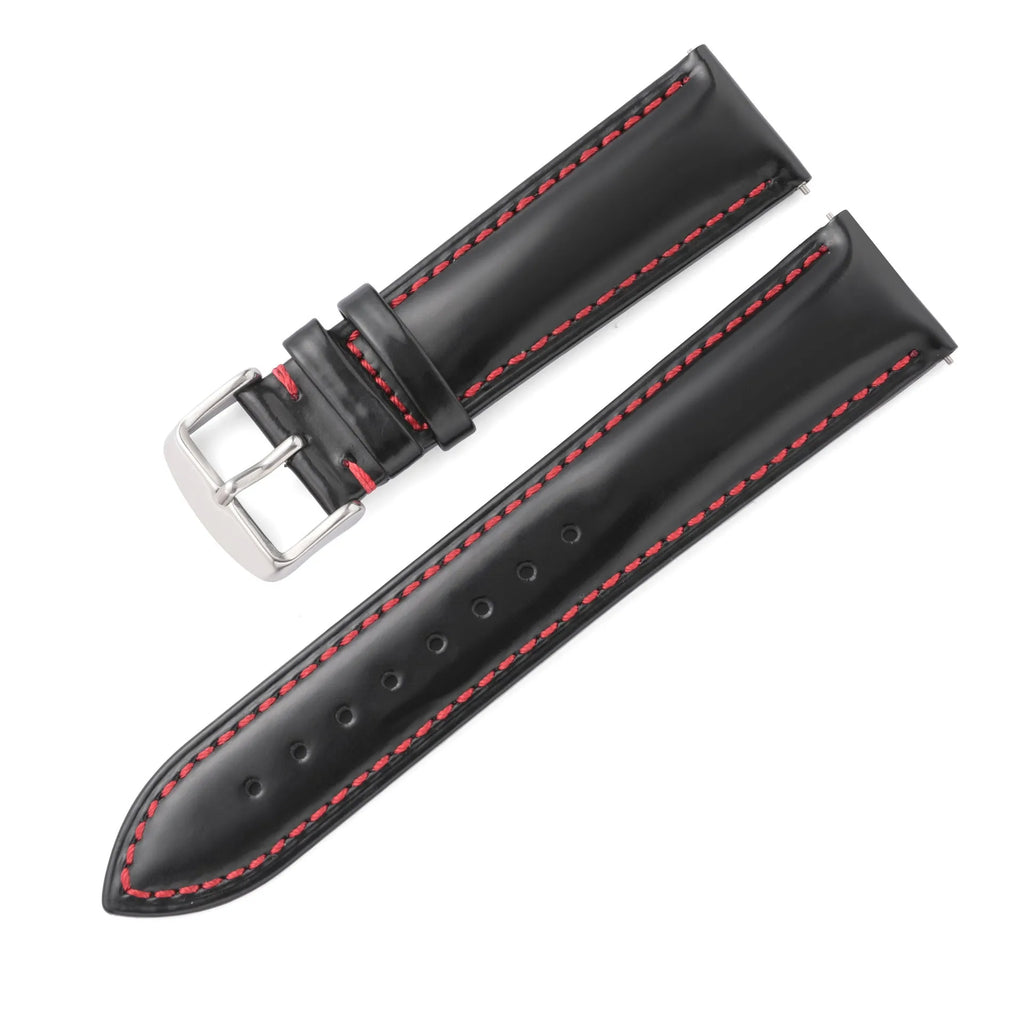 Quick release leather watch strap in bright cowhide available in multiple colours and widths