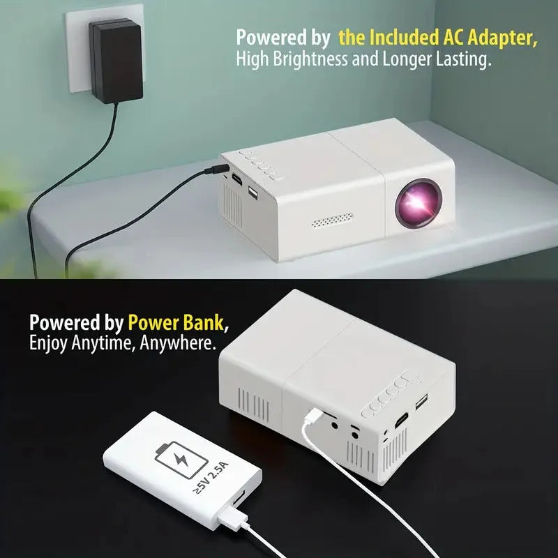 M100 Mini Projector in white or black colour with remote control and cables