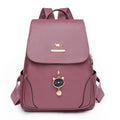 Women's leather backpack with advanced texture design showing three-dimensional pockets in street trend style