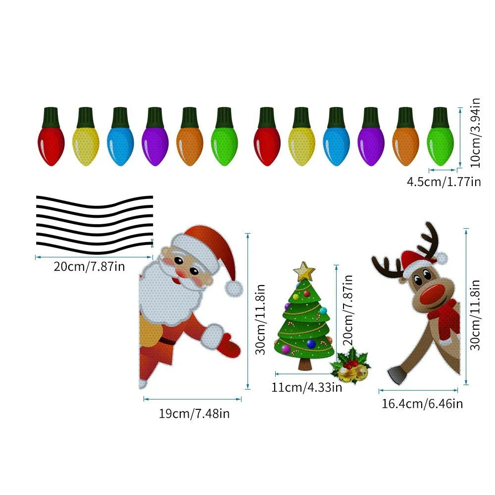 Christmas elk reflective magnetic car decoration sticker with cartoon design in RFM025 colour pattern