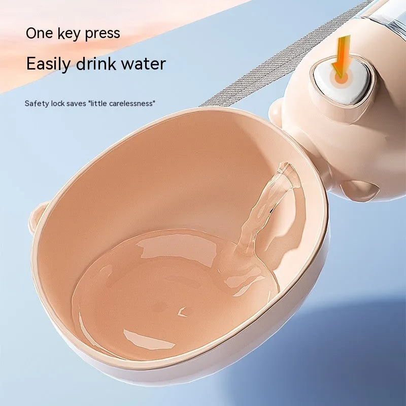 Portable dog water bottle with removable food container in yellow colour