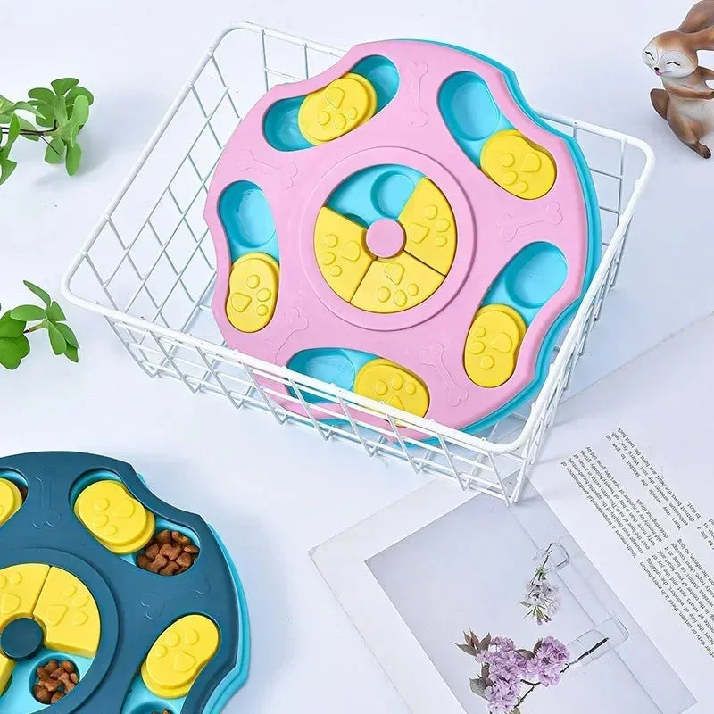Blue dog puzzle toy feeder with interactive food searching games for aggressive chewers