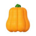 Orange pumpkin-shaped plastic dog toy with bite molar texture and rope handle for aggressive chewers