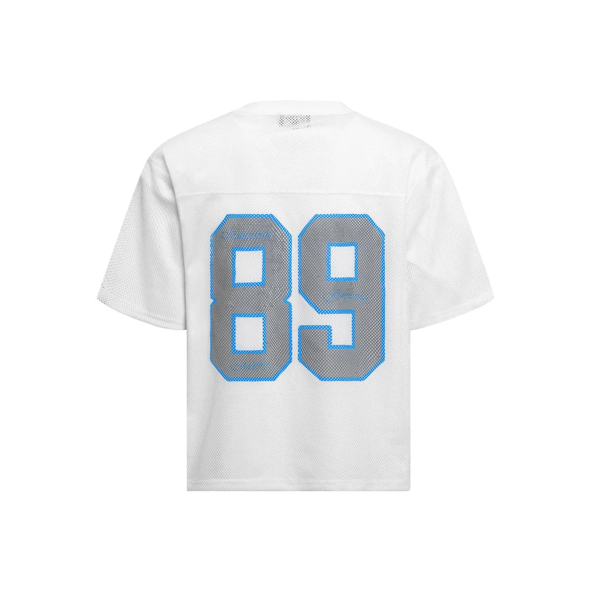 Black loose-fitting casual T-shirt with alphanumeric printing design on front