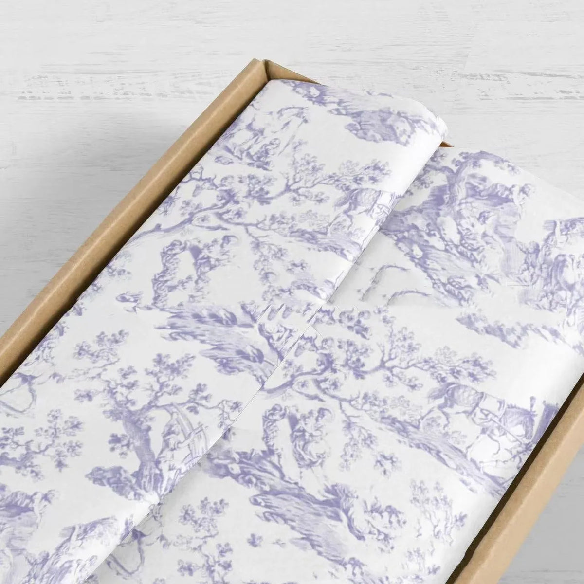 French MG retro floral tissue paper sheet in pink and purple colours, size 50cm by 70cm