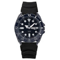 Men's waterproof luminous quartz business watch with silver case and blue dial on steel strap