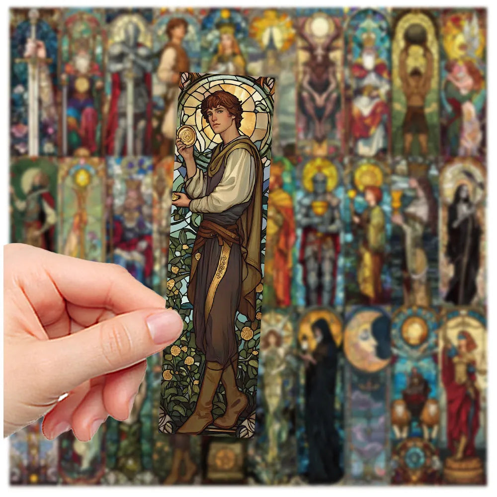 30 painted glass tarot design paper bookmarks in cute homemade style