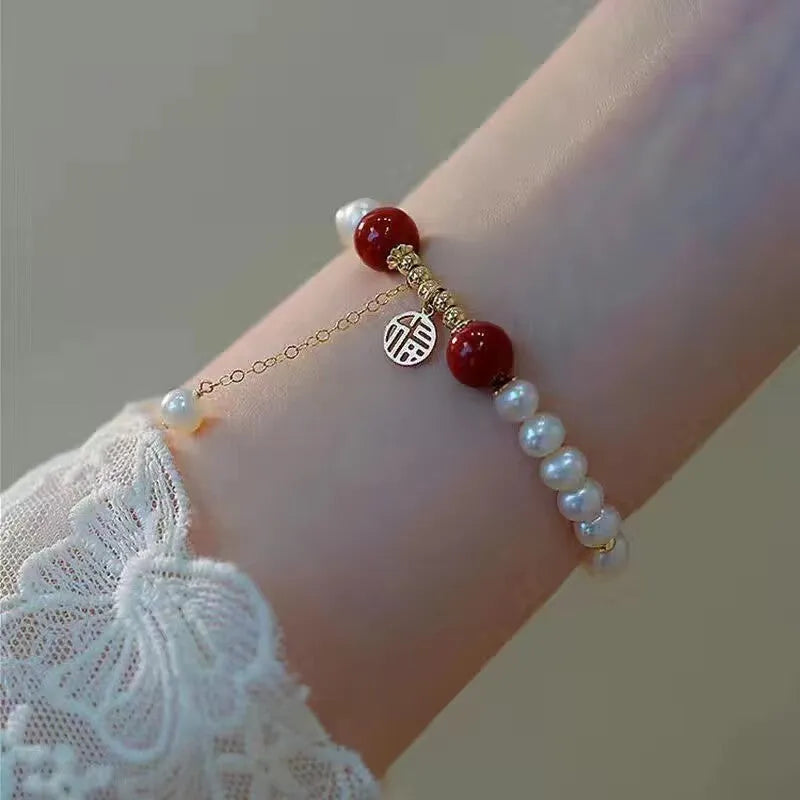 Chinese style bamboo leaf glass bracelet for women with manual processing