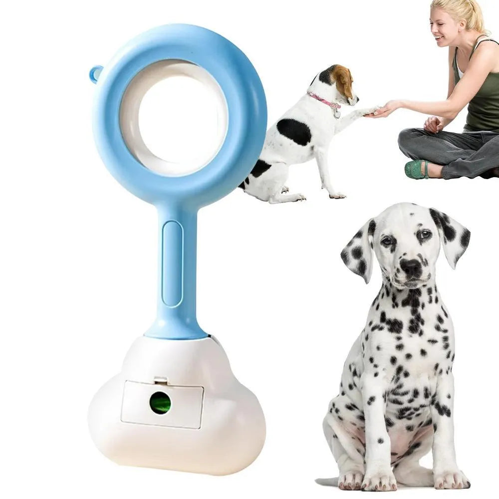 Blue dog pooper scooper with cloud-shaped jaw design for outdoor waste clean-up