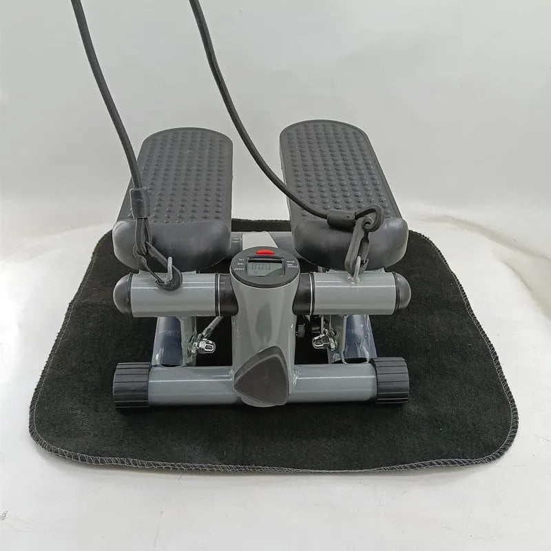 Silver grey household mini treadmill pedal machine with hydraulic resistance for waist slimming exercises