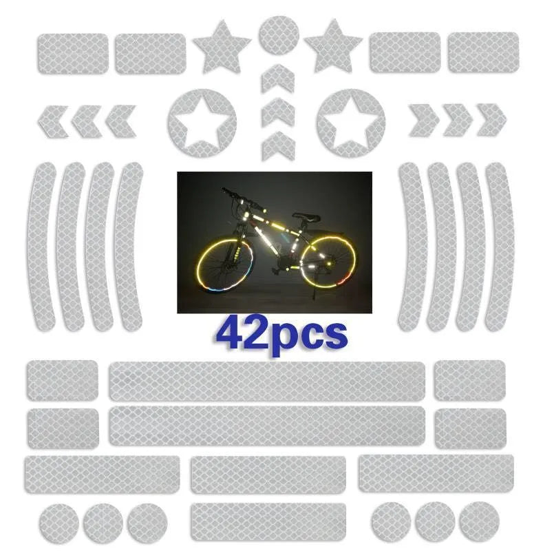 Geometric grid pattern reflective safety tape strip in fluorescent yellow, red, blue, and white colour options.
