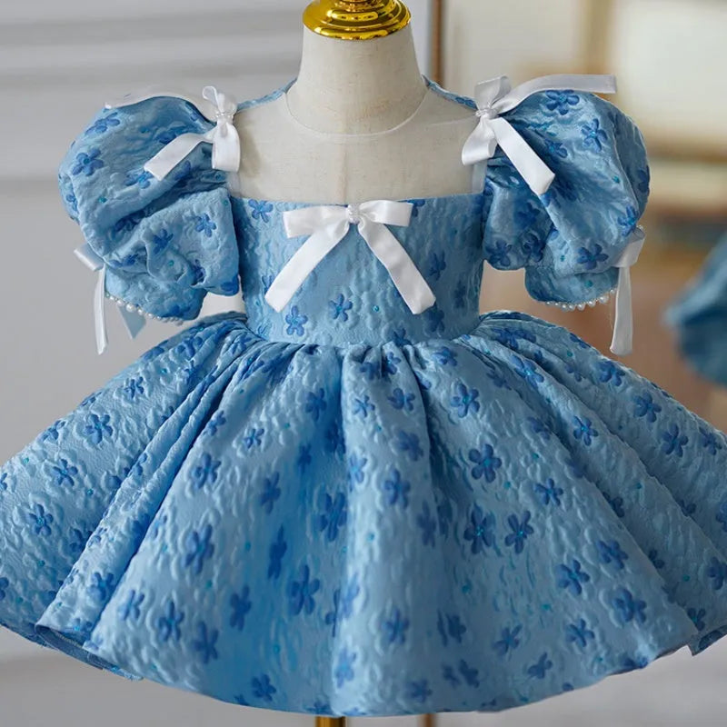 Girls' blue polyester princess dress with piano pettiskirt for Zhuazhou and birthdays