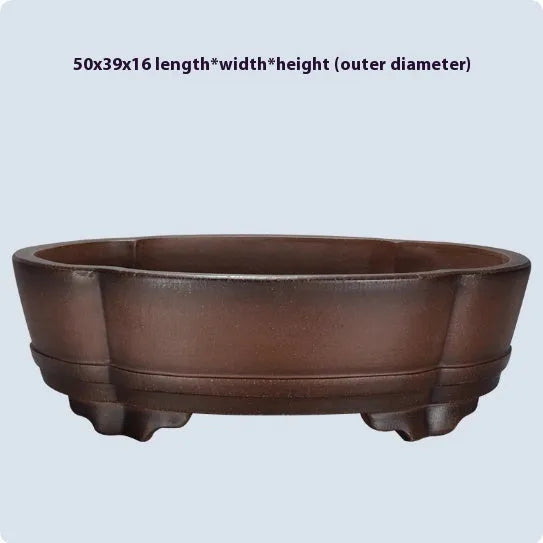 Green classical purple clay flower pot with old pile glazing, 50cm by 39cm by 16cm dimensions