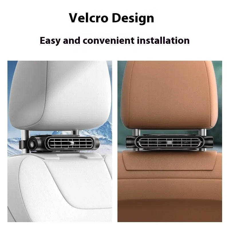 USB plug-in car fan with velcro mount in CF03 black colour on a car seat
