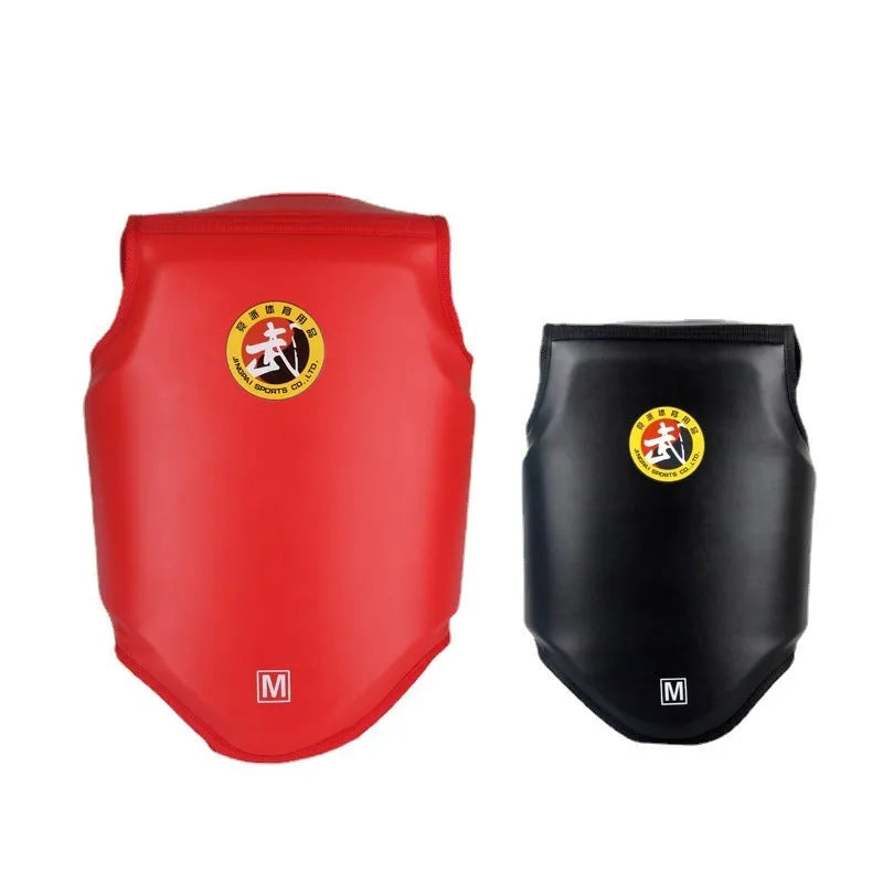 Red boxing chest protector armour for fighting training with one-piece PU construction