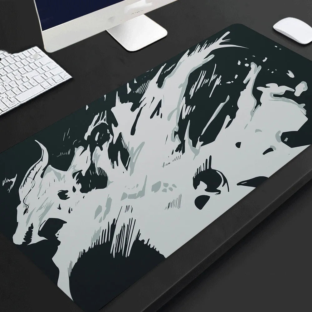 Full black extra long rubber mouse pad in sizes from 300 x 600 mm to 500 x 1200 mm for gaming and office desks