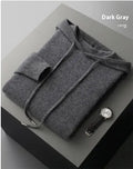 Men's light grey cashmere hoodie and joggers set displayed together as coordinated winter leisurewear