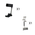Black ABS plastic phone bracket mounted on car rearview mirror holding smartphone