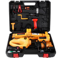 Yellow steel electric car jack set with included wrench for vehicle lifting