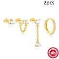S925 sterling silver geometric earrings with clover petal design in gold colour options