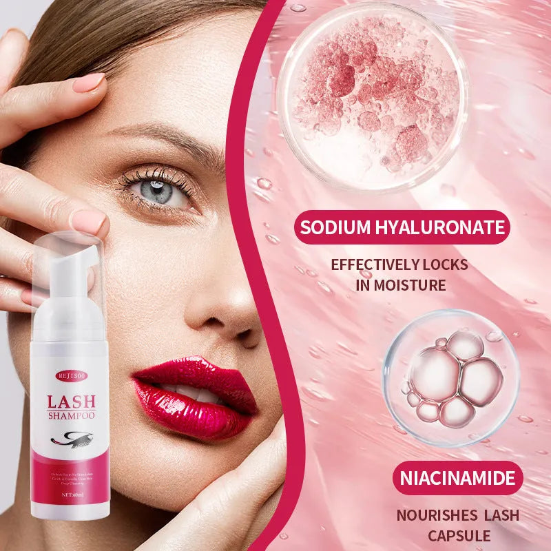 60ml lash shampoo mousse bottle with pump dispenser for eyelash cleaning