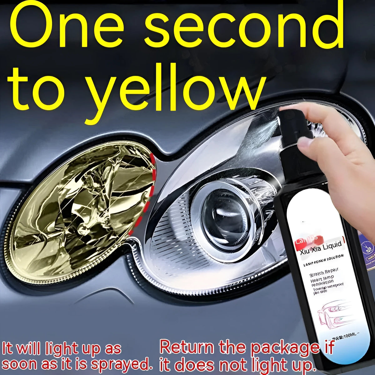 100 ml bottle of car headlight restoration liquid for lens repair and polishing