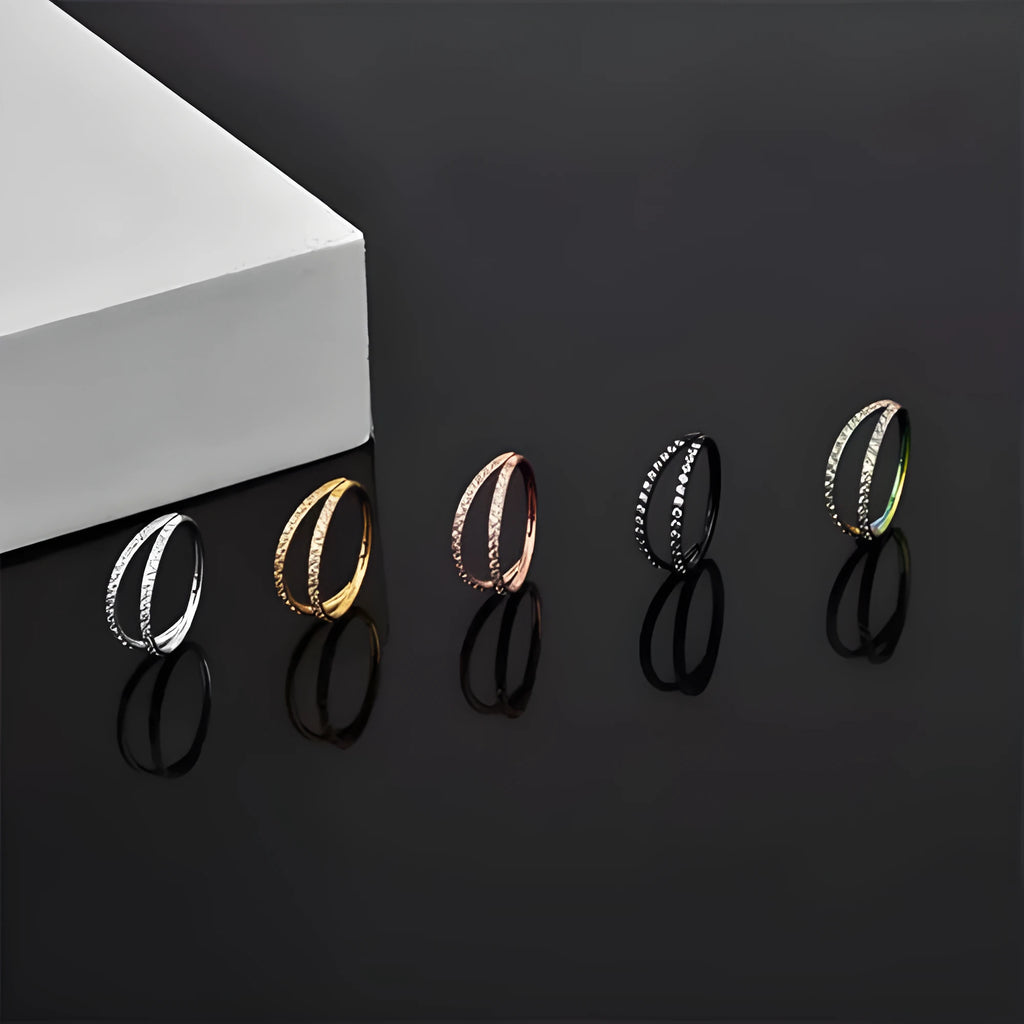 Titanium alloy nose ring with G23 monoclinic diamond finish in gold colour showing gauge size