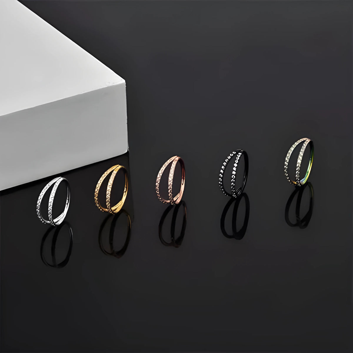 Titanium alloy nose ring with G23 monoclinic diamond finish in gold colour showing gauge size