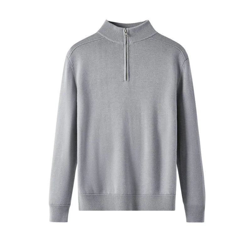 Men's slim fit long sleeve casual sweater in thickened wool fabric, shown in multiple colours.
