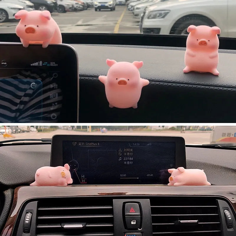 Colourful resin cartoon pig figurine car dashboard decoration ornament