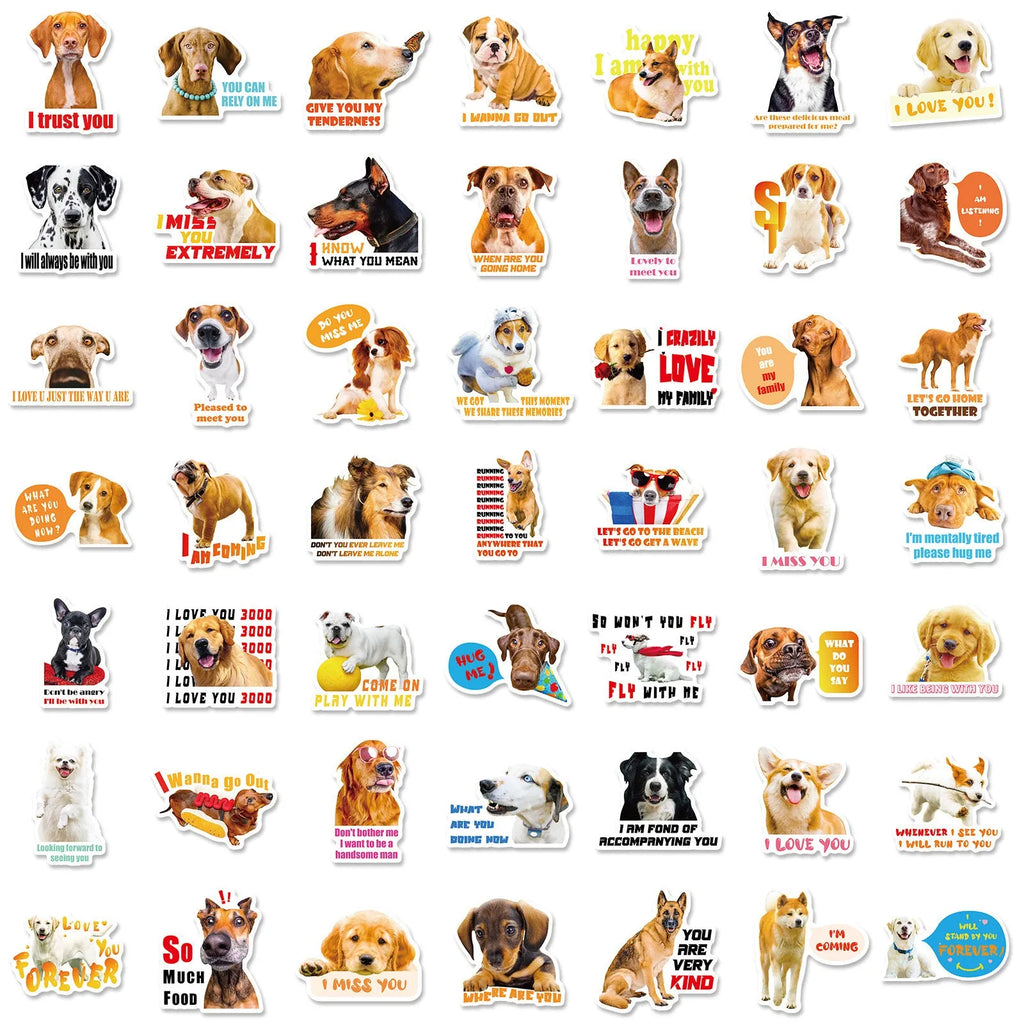 100 sheets of realistic dog facial expression stickers with Nordic style designs and waterproof adhesive backing