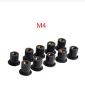 Motorcycle windshield mounting hardware black rubber well nuts with brass inserts M4 M5 M6 sizes