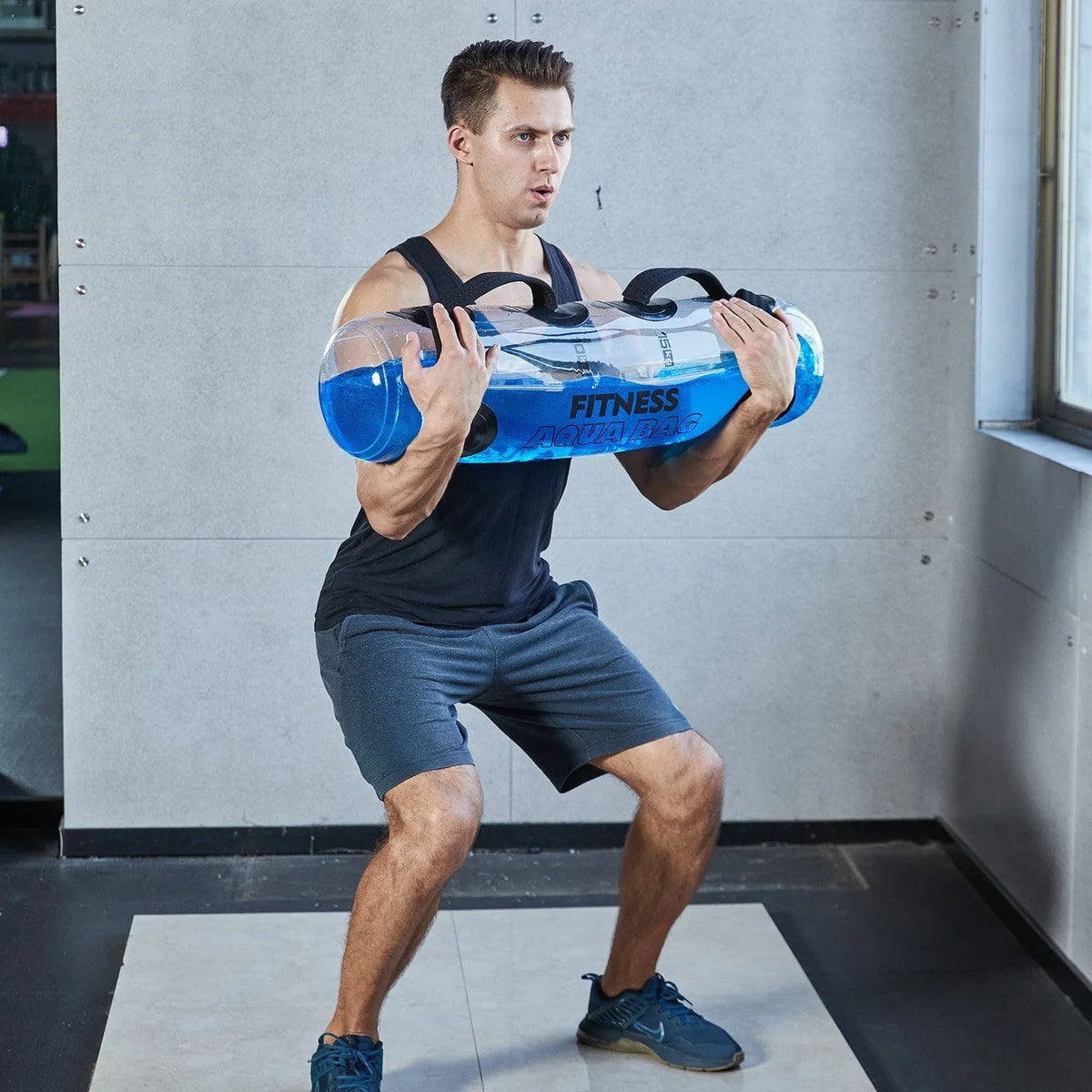 Transparent PVC water-filled training bag with inflator valve for adjustable weight resistance