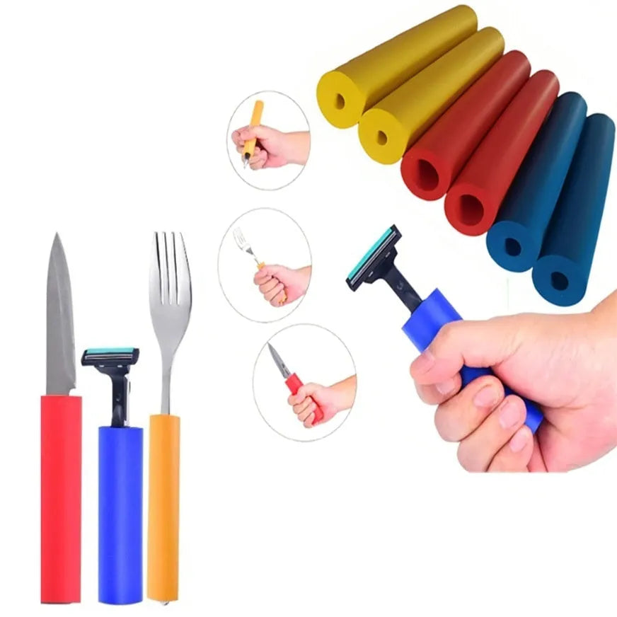 Set of black rubber grip hoses for utensil handles, showing inner diameter options of 10mm and 18mm.