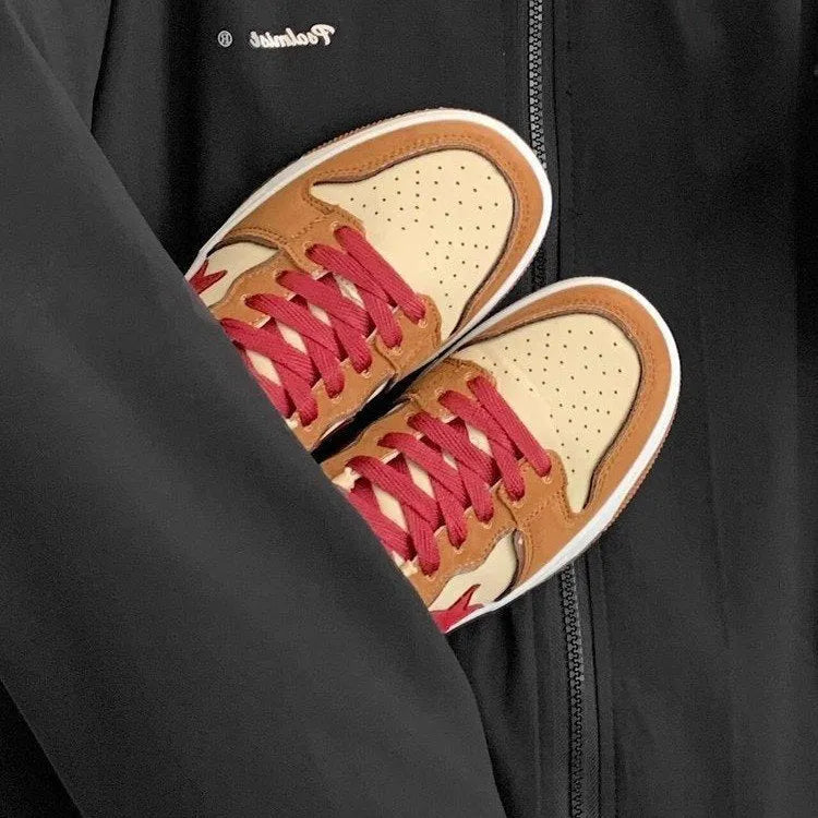 Women's brown platform sneakers with sequin accents and round toe design