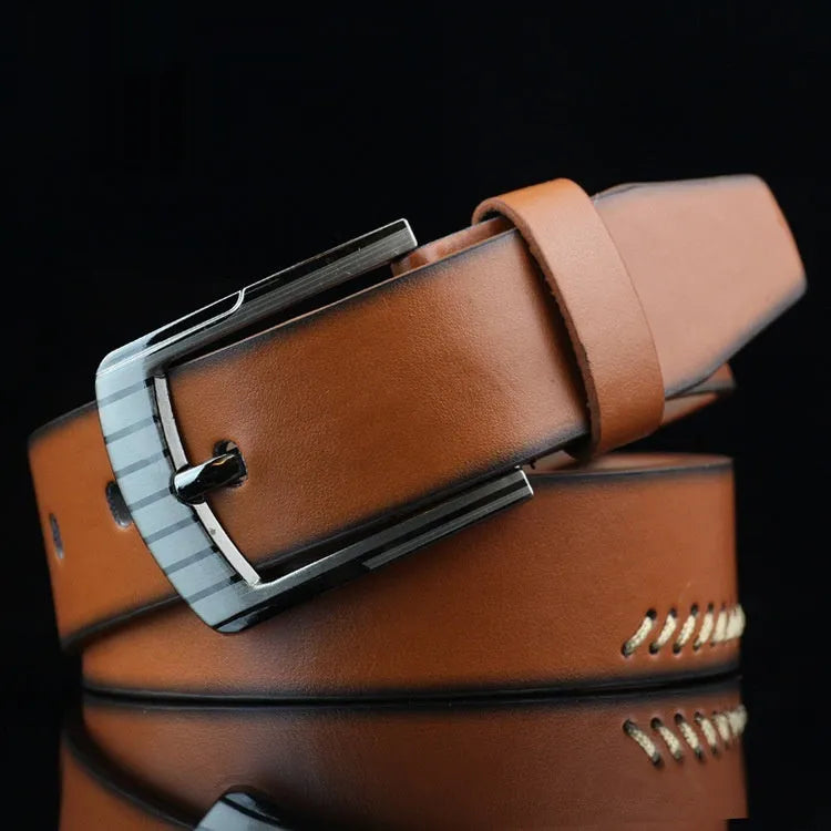 Men's retro style pin buckle belt in imitation leather with alloy buckle