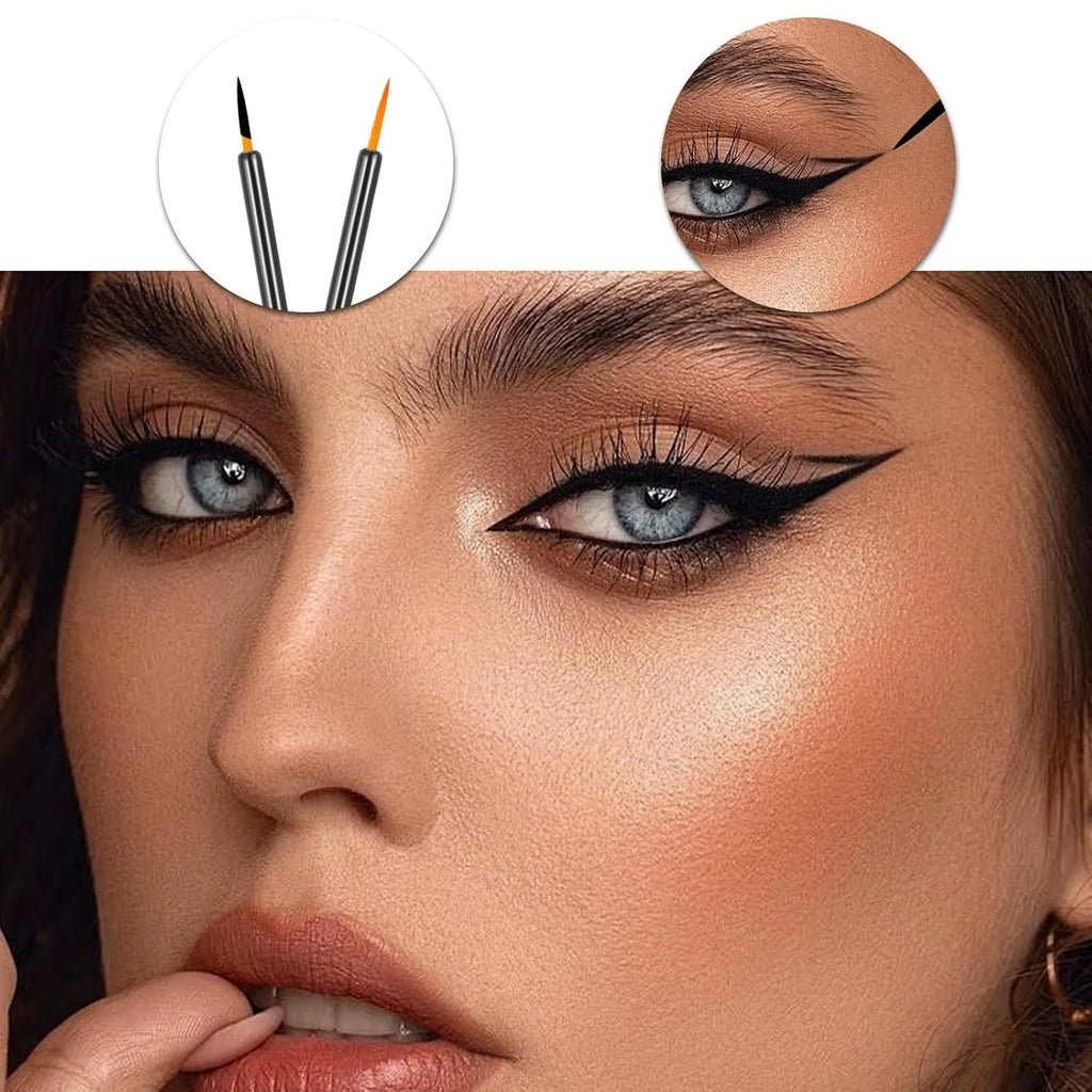 One hundred black disposable eyeliner brushes with fine point applicators and protective sleeves